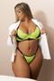 Imagem de Conjunto Plus size Cropped Verde Fluor sem bojo calcinha com abertura