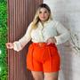 Imagem de Conjunto Plus Size Feminino Blusa Social e Short com Cinto