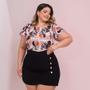 Imagem de Conjunto Plus Size Feminino Cropped + Short Saia Botão 0527