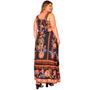 Imagem de Conjunto plus size feminino estampa floral bluse e saia casual chique em crepe com forro