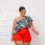 Imagem de Conjunto PLus Size Feminino Estampado Short + Cinto Cropped 0437