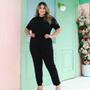 Imagem de Conjunto Plus Size feminino Paetê e Calça Malha Confortável