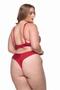 Imagem de Conjunto Plus Size Lingerie Fio Dental Duplo Renda Sutiã Reforçado Sustentação Calcinha Cintura Alta Moda Feminina