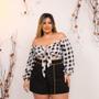 Imagem de Conjunto Plus Size Xadrez Cropped Manga e Short C Cinto 0483