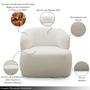 Imagem de Conjunto Poltrona Base Fixa e Puff Decorativo Charlote Sala de Estar Bouclê Off White G88 - Gran Belo