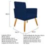 Imagem de Conjunto Poltrona Cadeira e Puff Nanda Capitonê Decorativa Sala Recepção Suede Azul Marinho - KDAcanto Móveis