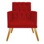 Imagem de Conjunto Poltrona Cadeira e Puff Nanda Capitonê Decorativa Sala Recepção Suede Vermelho - KDAcanto Móveis