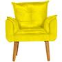 Imagem de Conjunto Poltrona Para Sala Decorativa Opala e Puff Redondo Suede Amarelo ANF Store