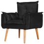 Imagem de Conjunto Poltrona Para Sala Decorativa Opala e Puff Redondo Suede Preto Click Pol