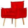 Imagem de Conjunto Poltrona Para Sala Decorativa Opala e Puff Redondo Suede Vermelho Claro Click Pol