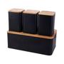 Imagem de Conjunto Porta Pão Bambu Black C/3 Potes BH23352 