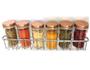 Imagem de Conjunto Porta Papel Toalha 5 em 1 Cromado com 6 Potes para Tempero Vidro Tampa Rosê Gold