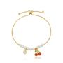 Imagem de Conjunto + Pulseira Infantil Cereja Resina Folheado a Ouro 18K