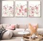 Imagem de Conjunto Quadro Decorativo aquarela rosa flores pintura abstrata"