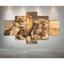 Imagem de Conjunto Quadro Decorativo Mosaico Com Foto Personalizado  Familia de  Leões 3 Filhotes  PVC Decoração para Sala de Jantar Quarto Casal