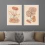 Imagem de Conjunto Quadros Decorativos com Moldura  Arte Minimatista Folhas Sala Quarto Cozinha Kit 2 Peças