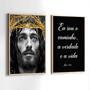 Imagem de Conjunto Quadros Decorativos com Moldura  Jesus Salmos Religioso  Sala Quarto Cozinha Kit 2 Peças