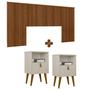 Imagem de Conjunto Quarto Cabeceira Queen Casal Ripada Com 2 Mesas De Cabeceira Freijó Shop JM