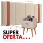 Imagem de Conjunto Quarto Casal Mesa de Cabeceira Milena com Gaveta e Porta Celular + Cabeceira Modulada 1.40
