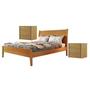 Imagem de Conjunto Quarto de Casal Cama em Madeira Maciça Rattan e 2 Mesas de Cabeceira 3 Gavetas Unique