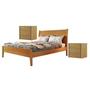 Imagem de Conjunto Quarto de Casal Cama em Madeira Maciça Rattan e 2 Mesas de Cabeceira 3 Gavetas Unique