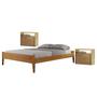 Imagem de Conjunto Quarto de Casal Cama Queen Madeira Maciça e 2 Mesas de Cabeceira 2 Gaveta 1 Nichos Unique