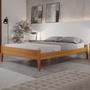 Imagem de Conjunto Quarto de Casal Cama Queen Madeira Maciça e Cômoda com Rattan 5 Gavetas com Sapateira Amêndoa Mel