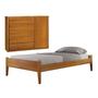 Imagem de Conjunto Quarto de Solteiro Madeira Maciça Cama sem Cabeceira e Cômoda 5 Gavetas com Sapateira