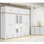 Imagem de Conjunto Quarto: Guarda-Roupa 12 Portas, Cômoda 8 Gavetas Branco/Freijó Topázio Madeira Pinus - Finestra