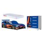 Imagem de Conjunto Quarto Infantil Carros - Cama Solteiro Proteção Lateral com Colchão e Comoda Mdf - Azul