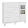 Imagem de Conjunto Quarto Infantil com Cômoda 4 Gavetas e Mini Cama com Proteção Lateral Uli Espresso Móveis Branco