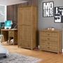 Imagem de Conjunto Quarto Topázio Freijó: Guarda-Roupa Casal 2 Portas, Escrivaninha, Cômoda 4 Gavetas Madeira Pinus - Finestra