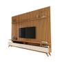 Imagem de Conjunto Rack Com Painel Ripado TV Até 75 Polegadas 2.2 Nature Off White Valerius Shop JM