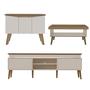 Imagem de Conjunto Rack Lumina, Mesa De Centro Lucca e Buffet Oásis Artely Cor Pinho com Off White
