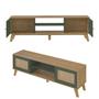 Imagem de Conjunto Rack, Mesa De Apoio e Buffet Charlotte e Mesa De Centro Jasmin Artely Cor Carvalho com Menta