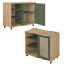 Imagem de Conjunto Rack, Mesa De Apoio e Buffet Charlotte e Mesa De Centro Jasmin Artely Cor Carvalho com Menta
