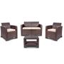 Imagem de Conjunto Rattan Com 2 Poltronas + 1 Sofá e 1 Mesa de Centro Marrom