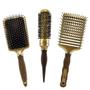 Imagem de Conjunto ROL/GXP/ RVG - Escovas de Cabelo Profissionais Raquetes Dourada e Térmica- 18K
