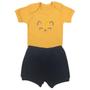 Imagem de Conjunto Roupa Bebê Menina Body Gatinha com Lacinho e Short Tapa Fralda Infantil