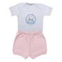 Imagem de Conjunto Roupa Bebê Menina Body Gatinha Safari e Short Tapa Fralda Infantil