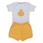 Imagem de Conjunto Roupa Bebê Menina Menino Body Frutinha Abacaxi e Short Tapa Fralda Infantil