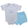 Imagem de Conjunto Roupa Bebê Menino Body Bordado Baby Boy e Short Tapa Fralda Infantil