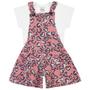 Imagem de Conjunto Roupa Infantil Elian Com Estampas De Coração Jardineira E Blusa Verão