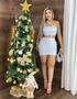 Imagem de Conjunto Saia Curta + Blusa Cropped Com Detalhe Em Strass Colantes Elegante fashion Branco