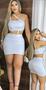 Imagem de Conjunto Saia Curta + Blusa Cropped Com Detalhe Em Strass Colantes Elegante fashion Branco