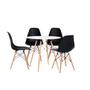 Imagem de Conjunto Sala Cozinha Jantar Mesa Eiffel 90cm MDF Cor Beanco com 04 Cadeiras Eiffel Eames Cor Preto