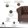 Imagem de Conjunto Sala de Estar 1 Sofá Living 180cm e 2 Poltronas Stanford Chesterfield Pés Madeira Couro Marrom Brilho G58 - Gran Belo