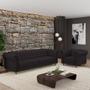 Imagem de Conjunto Sala de Estar 1 Sofá Living 200cm e 1 Poltrona Stanford Chesterfield Pés Madeira Couro Borgonha G58 - Gran Belo