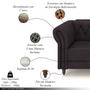 Imagem de Conjunto Sala de Estar 1 Sofá Living 200cm e 1 Poltrona Stanford Chesterfield Pés Madeira Couro Borgonha G58 - Gran Belo