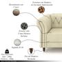 Imagem de Conjunto Sala de Estar 1 Sofá Living 220cm e 2 Poltronas Stanford Chesterfield Pés Madeira Couro Off White G58 - Gran Belo